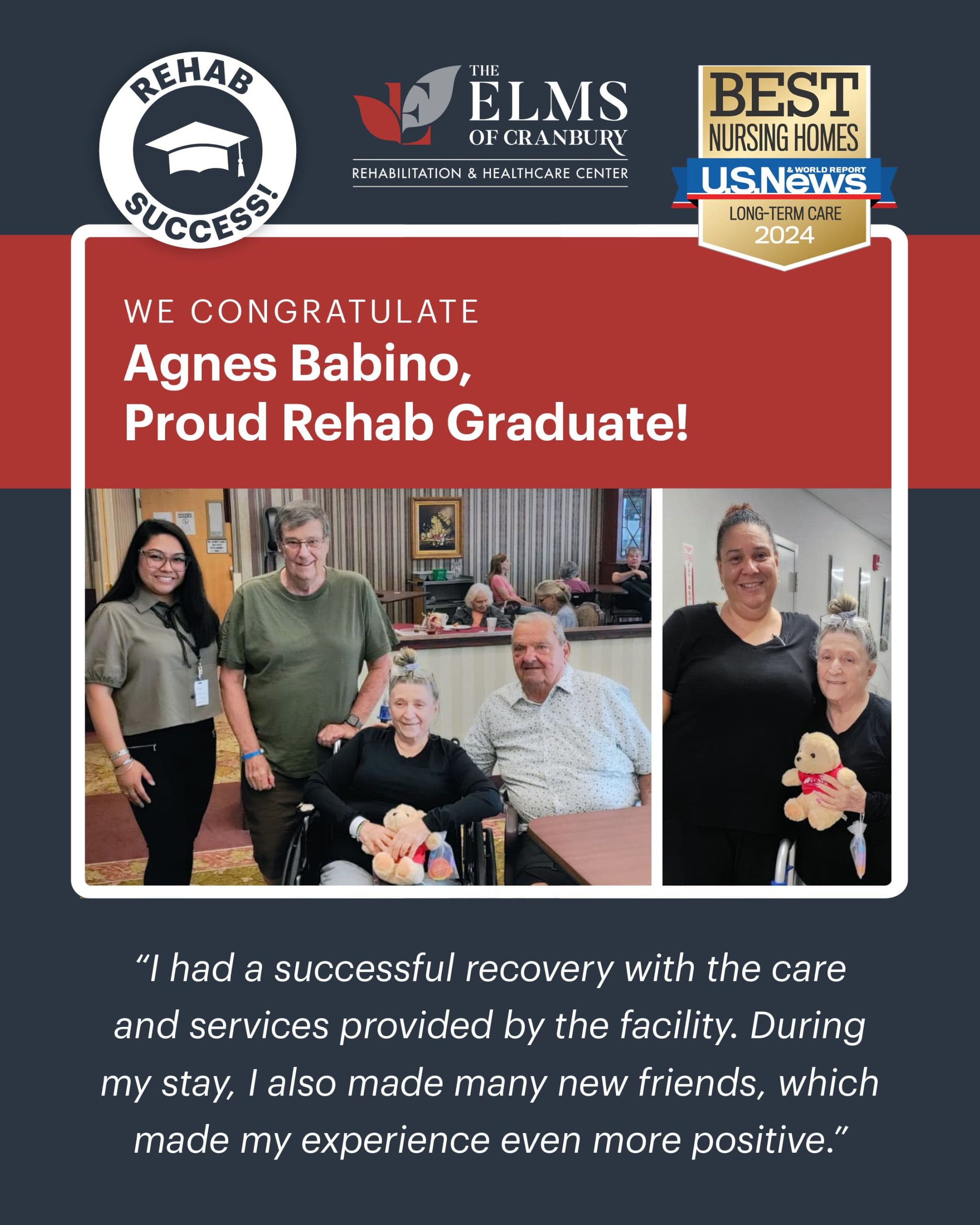Agnes Babino: Rehab success story at The Elms of Cranbury, NJ