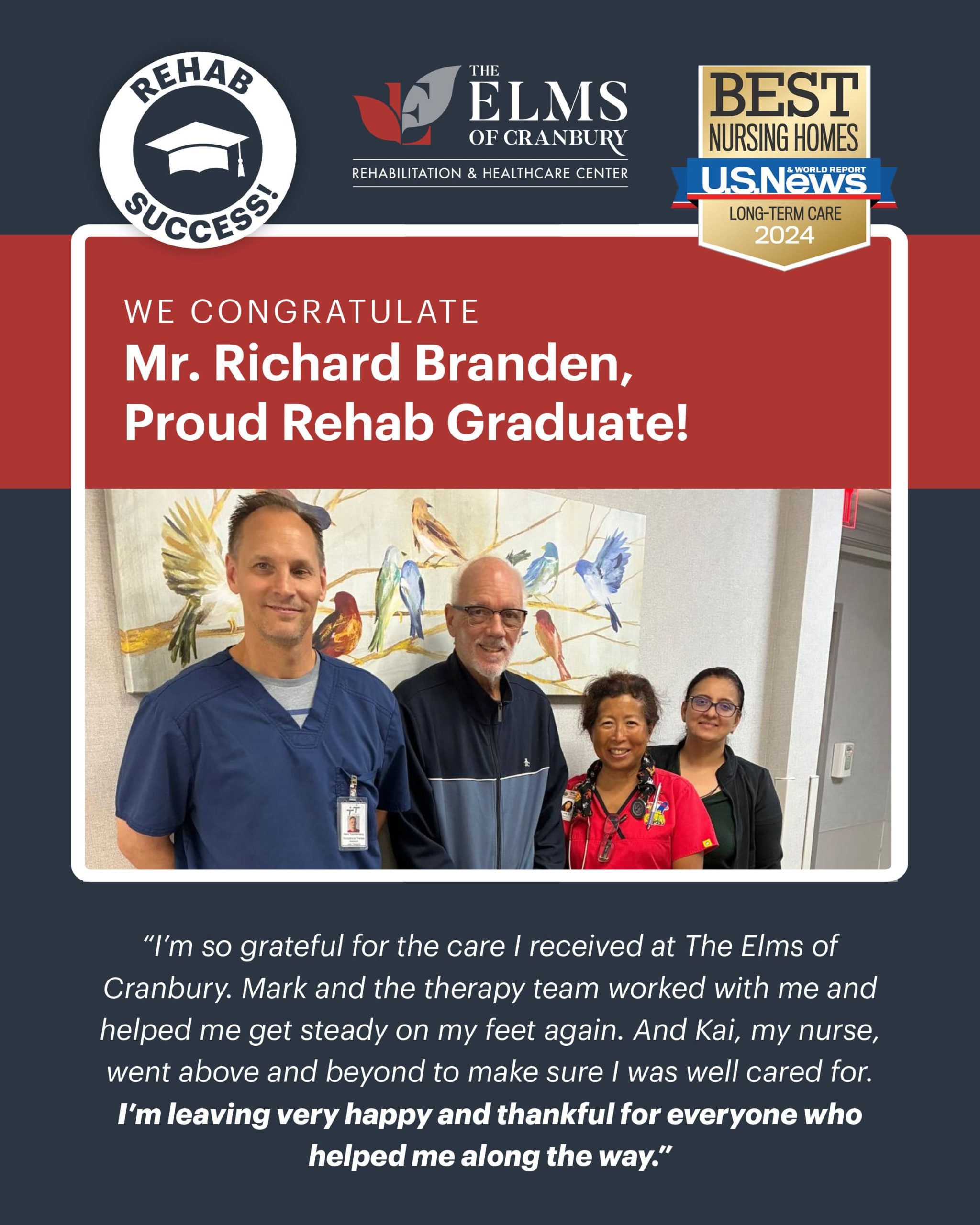 Richard Branden: Rehab success story at The Elms of Cranbury, NJ